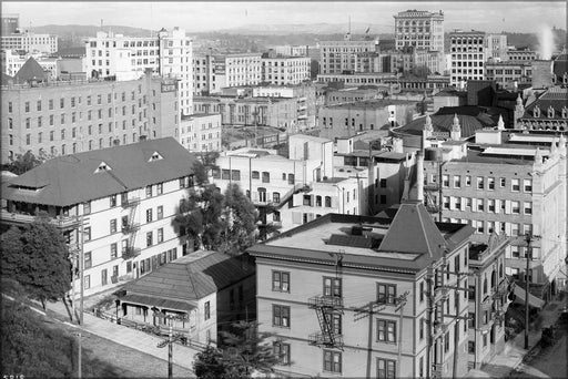 Poster, Many Sizes Available; Panoramic View Of Los Angeles, Looking Southeast On 5Th Street From Grand Avenue, Showing Pershing Square, Ca.