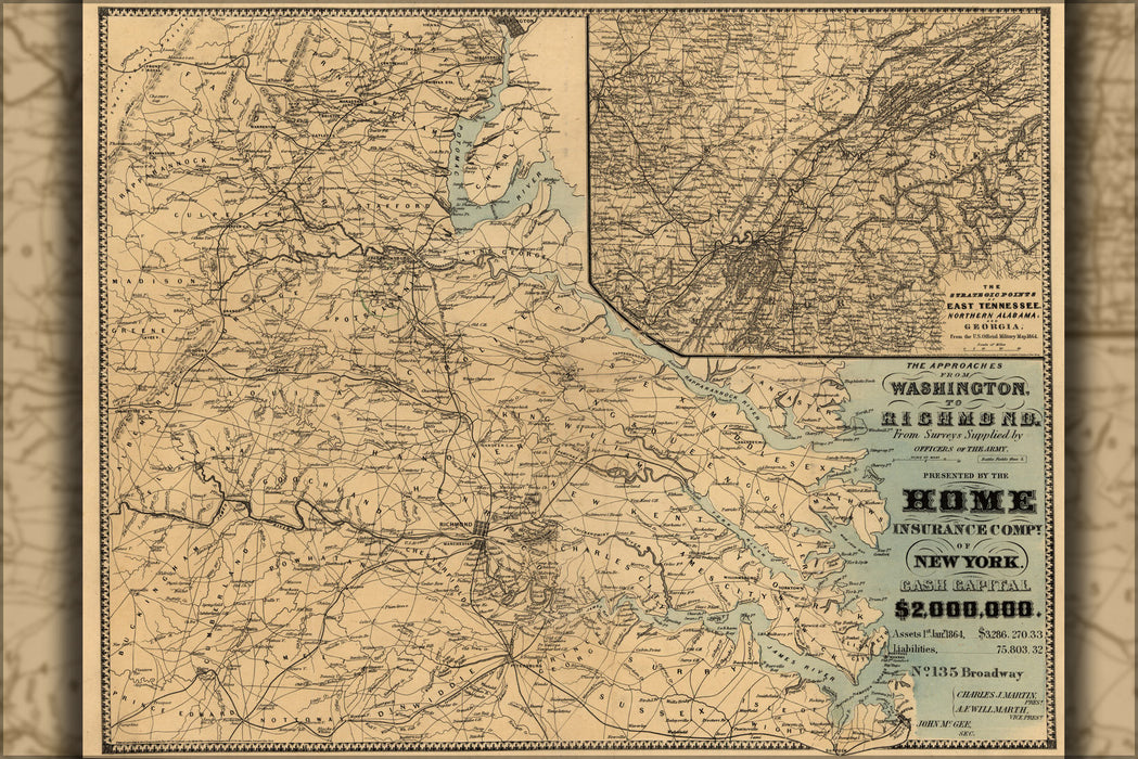 Poster, Many Sizes Available; Civil War Map Of Washington D.C. To Richmond Virginia 1862