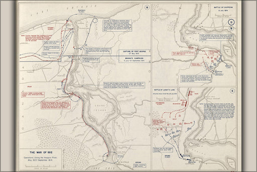 Poster, Many Sizes Available; Map Of War Of 1812 Niagara River, 1812-1814