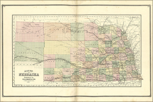 Poster, Many Sizes Available; Map Of Nebraska 1885