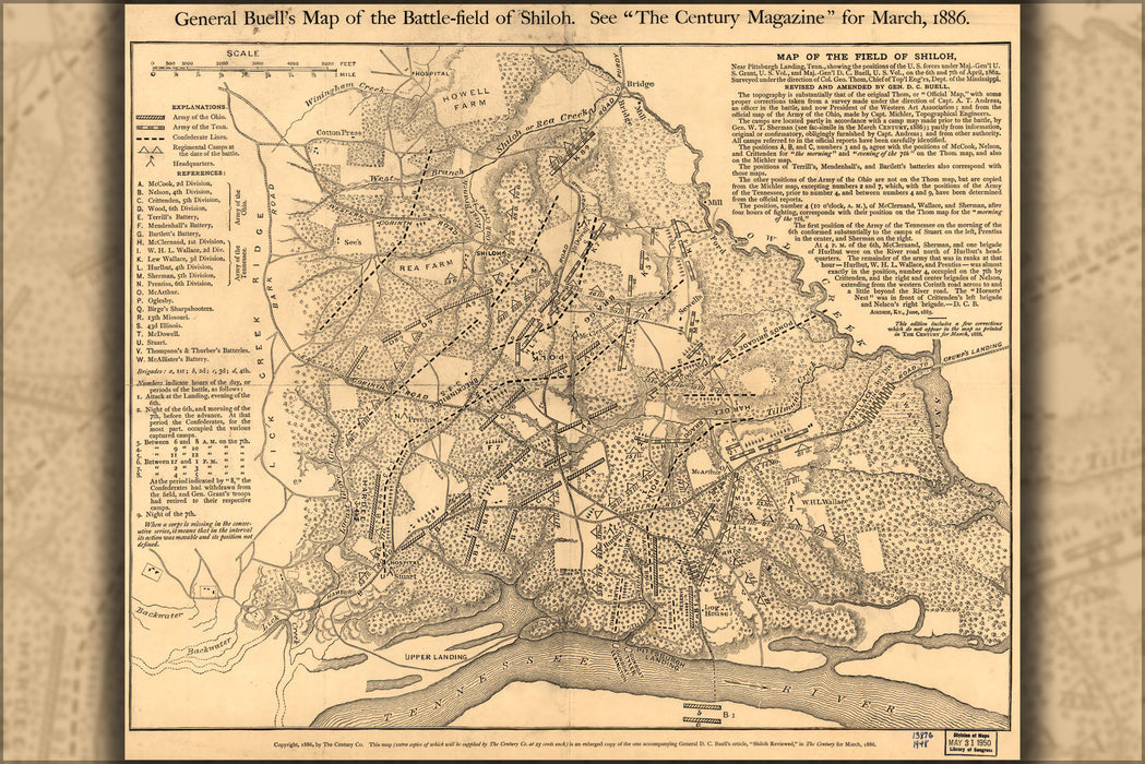 Poster, Many Sizes Available; General Buells Map Battle Field Of Shiloh 1862