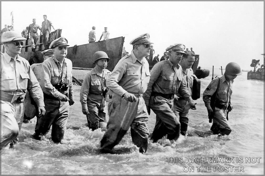 Poster, Many Sizes Available; General Douglas Macarthur Lands At Leyte, 1944