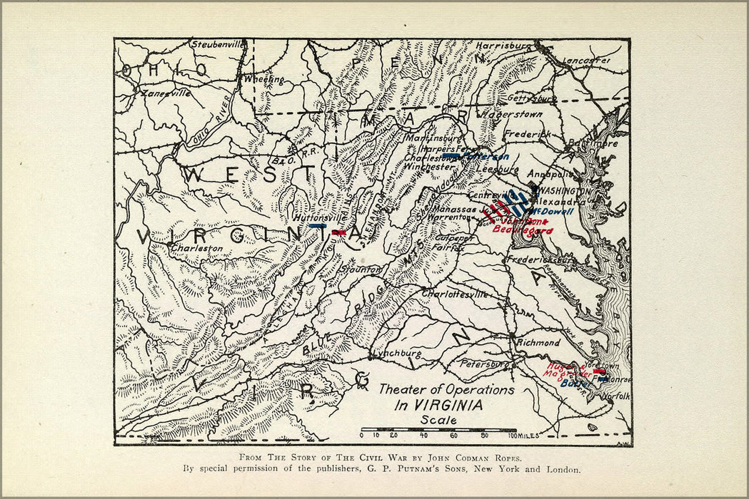 Poster, Many Sizes Available; Civil War Map Theater Of Operations In Virginia