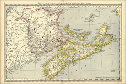 Poster, Many Sizes Available; Map Of New Brunswick & Nova Scotia Canada 1881