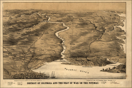 Poster, Many Sizes Available; Map Of Washington D.C. And Area Civil War Map Early 1860S