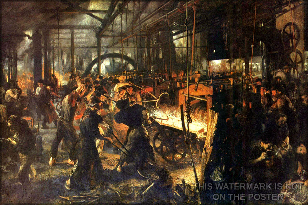 Poster, Many Sizes Available; Steelwork In KÃ¶nigshÃ¼tte, Production Of Railway Tracks, Painting By Adolph Menzel