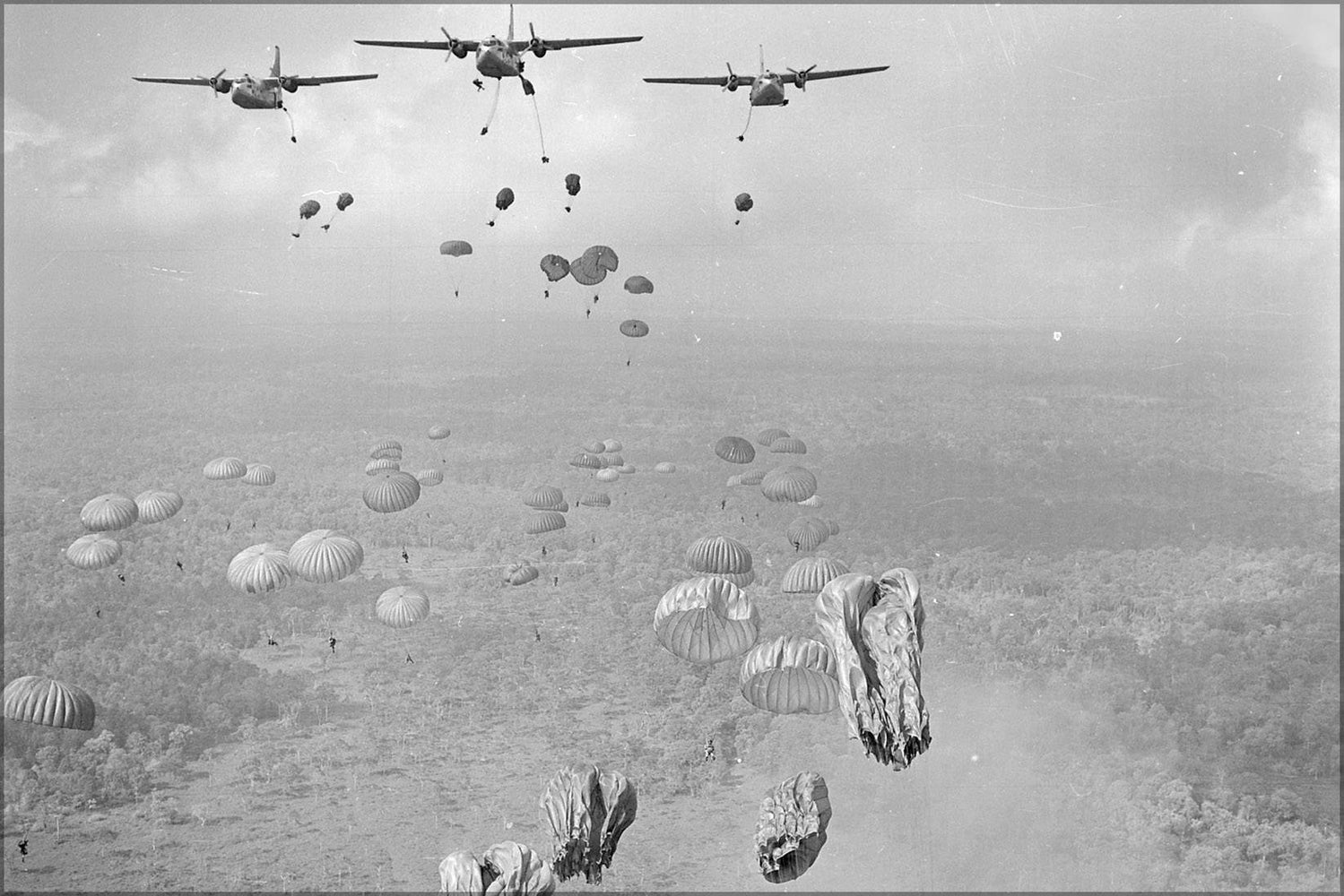 Poster, Many Sizes Available; Paratroopers Jump From Fairchild C-123B Provider Vietnam War