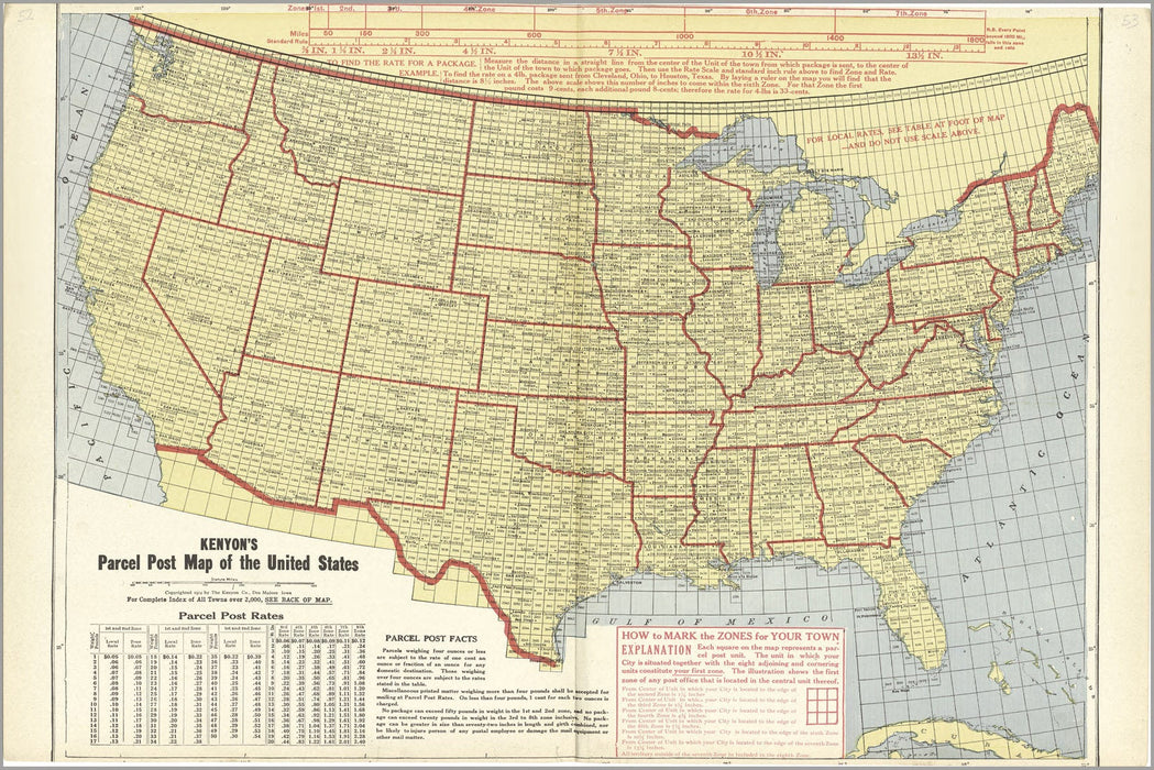 Poster, Many Sizes Available; Parcel Post Map United States Of America 1914