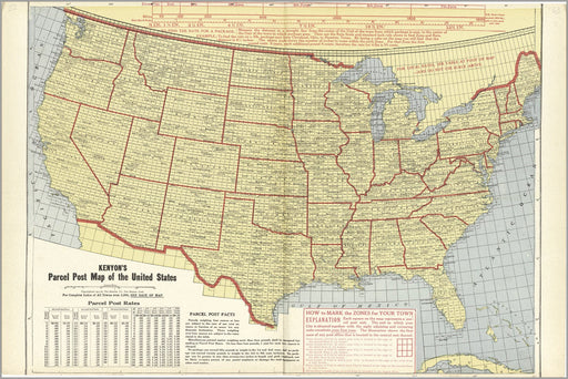 Poster, Many Sizes Available; Parcel Post Map United States Of America 1914