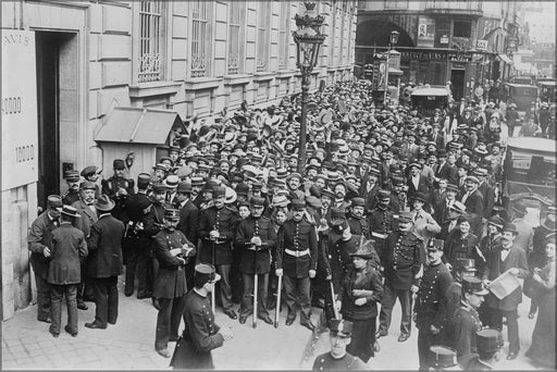 Poster, Many Sizes Available; Paris Crowd Before Bank Of France 1910