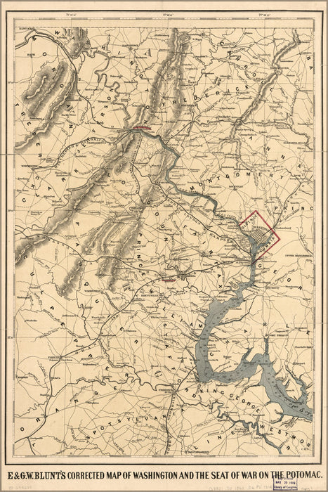 Poster, Many Sizes Available; Map Of Washington Dc & War On Potomac River 1862