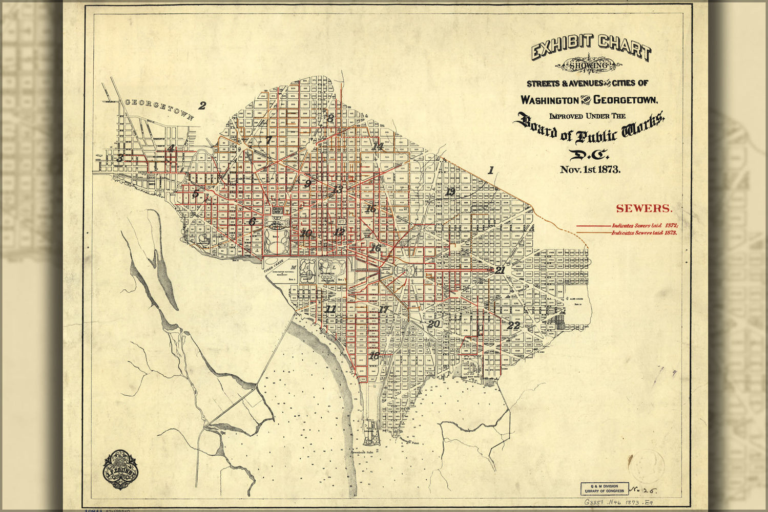 Poster, Many Sizes Available; Map Of Washington Dc Sewers 1873