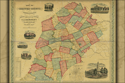 Poster, Many Sizes Available; Map Of Chester County, Pennsylvania 1856