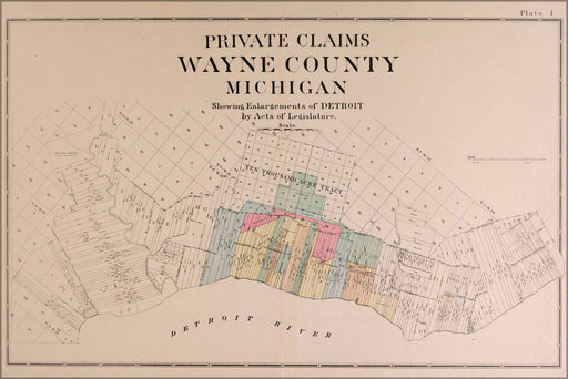 Poster, Many Sizes Available; Map Of Wayne County And City Of Detroit 1891