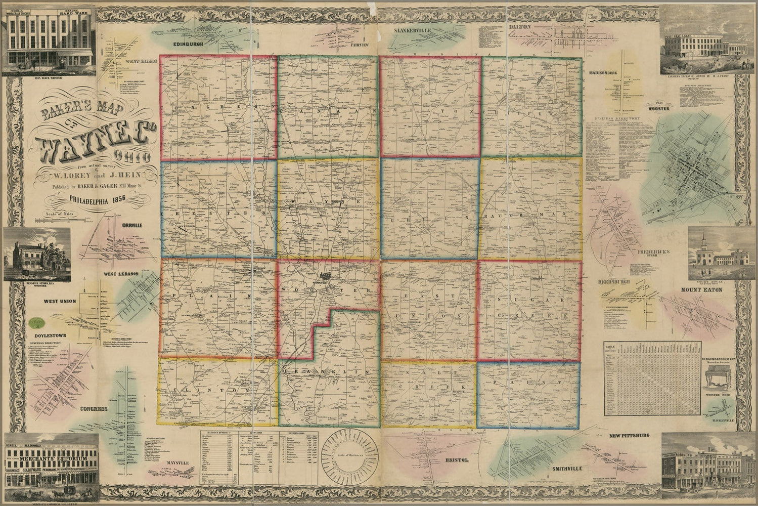 Poster, Many Sizes Available; Map Of Wayne County Ohio 1856