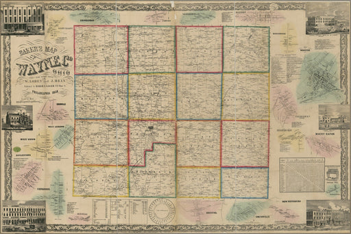 Poster, Many Sizes Available; Map Of Wayne County Ohio 1856