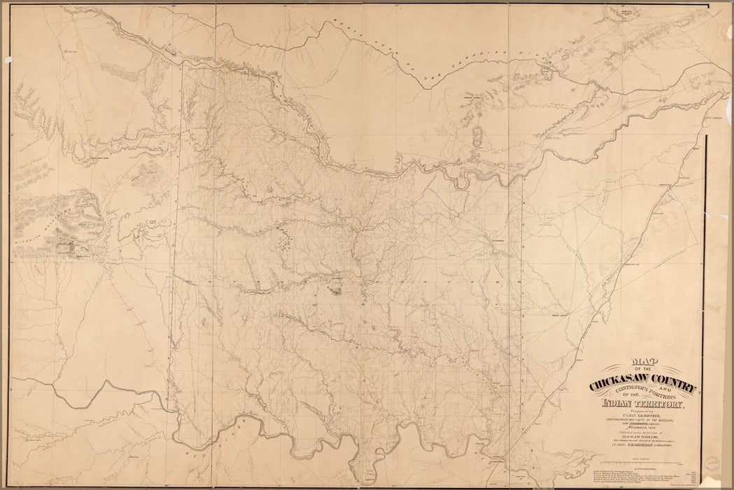 Poster, Many Sizes Available; Map Of Chickasaw Nation Oklahoma 1871