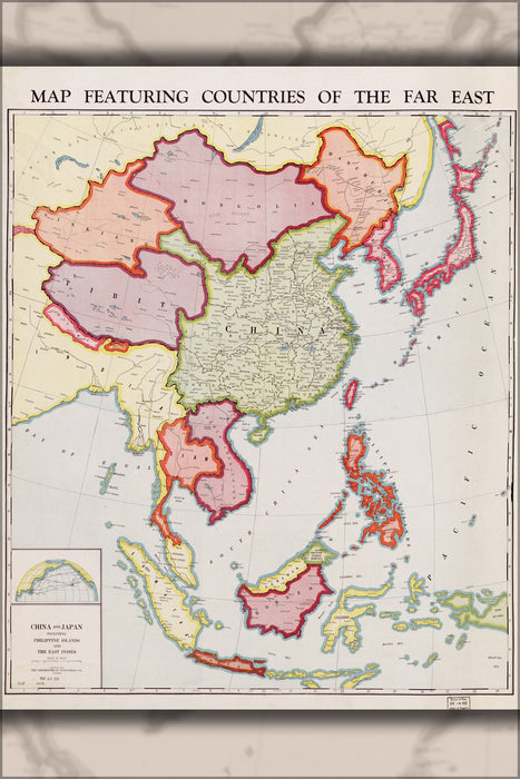 Poster, Many Sizes Available; Map Of China Japan & Philippines 1932