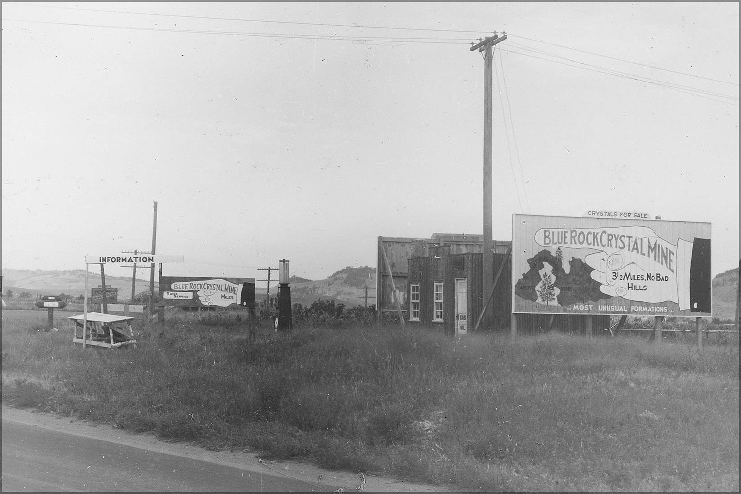 Poster, Many Sizes Available; Highway Signs Advertising Blue Rock Crystal Mine. Near Sturgis, South Dakota. Nara 286140