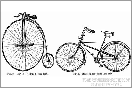 Poster, Many Sizes Available; Penny Farthing And Safety Bicycle