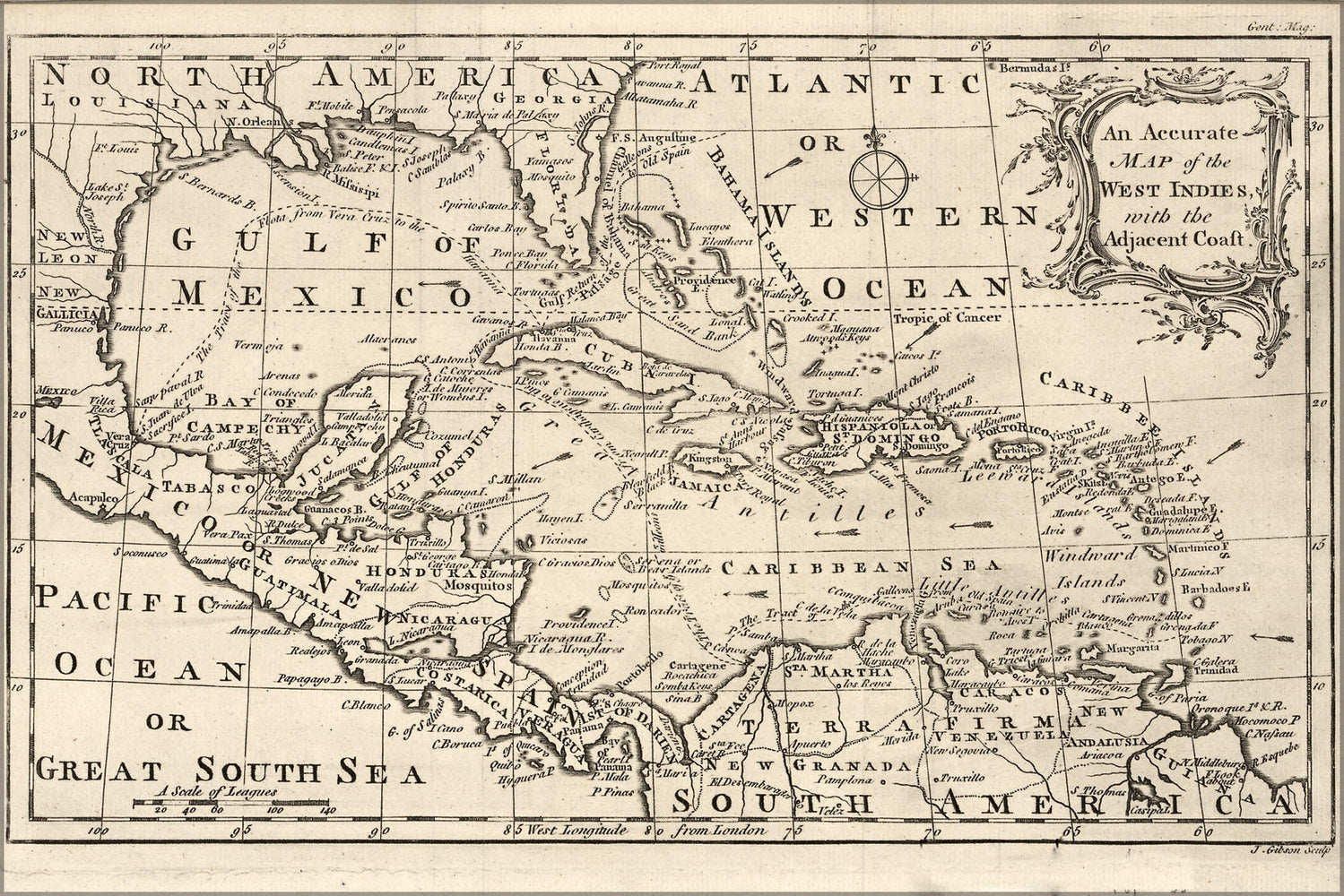 Poster, Many Sizes Available; Map Of West Indies Cuba Florida Mexico 1750 P1