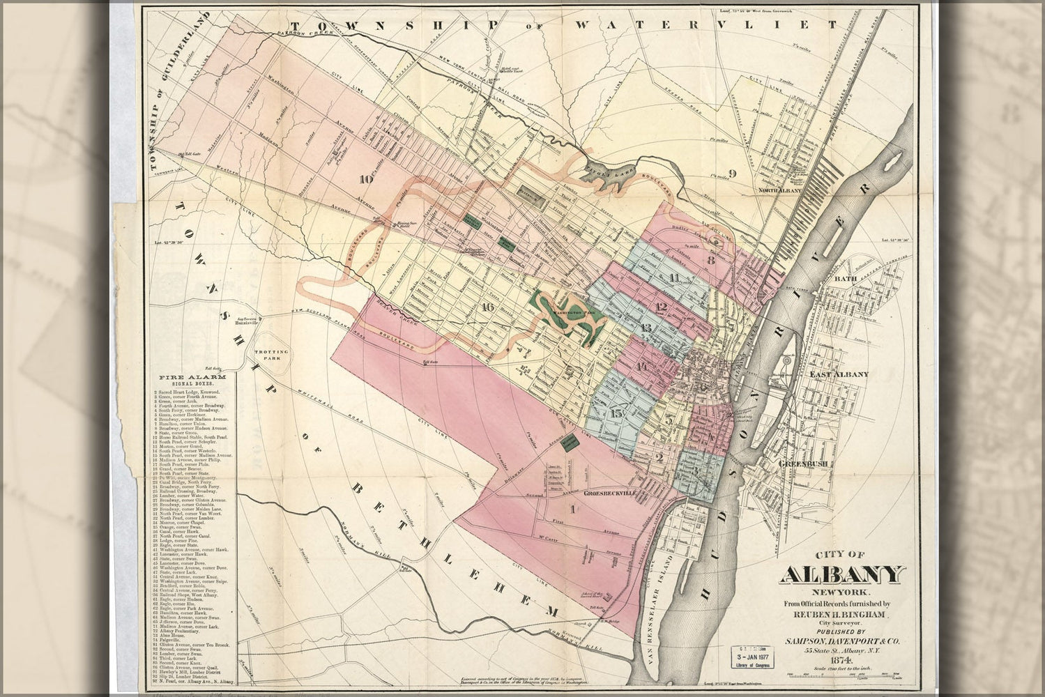 Poster, Many Sizes Available; Map Of City Of Albany, New York 1874