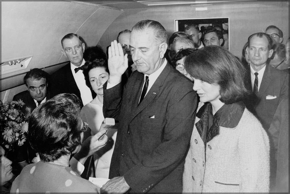 Poster, Many Sizes Available; Lyndon B. Johnson Taking The Oath Of Office On Air Force One Following The Assassination Of John F. Kennedy, D