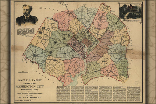 Poster, Many Sizes Available; Clements Map Of Washington Dc And Area 1891