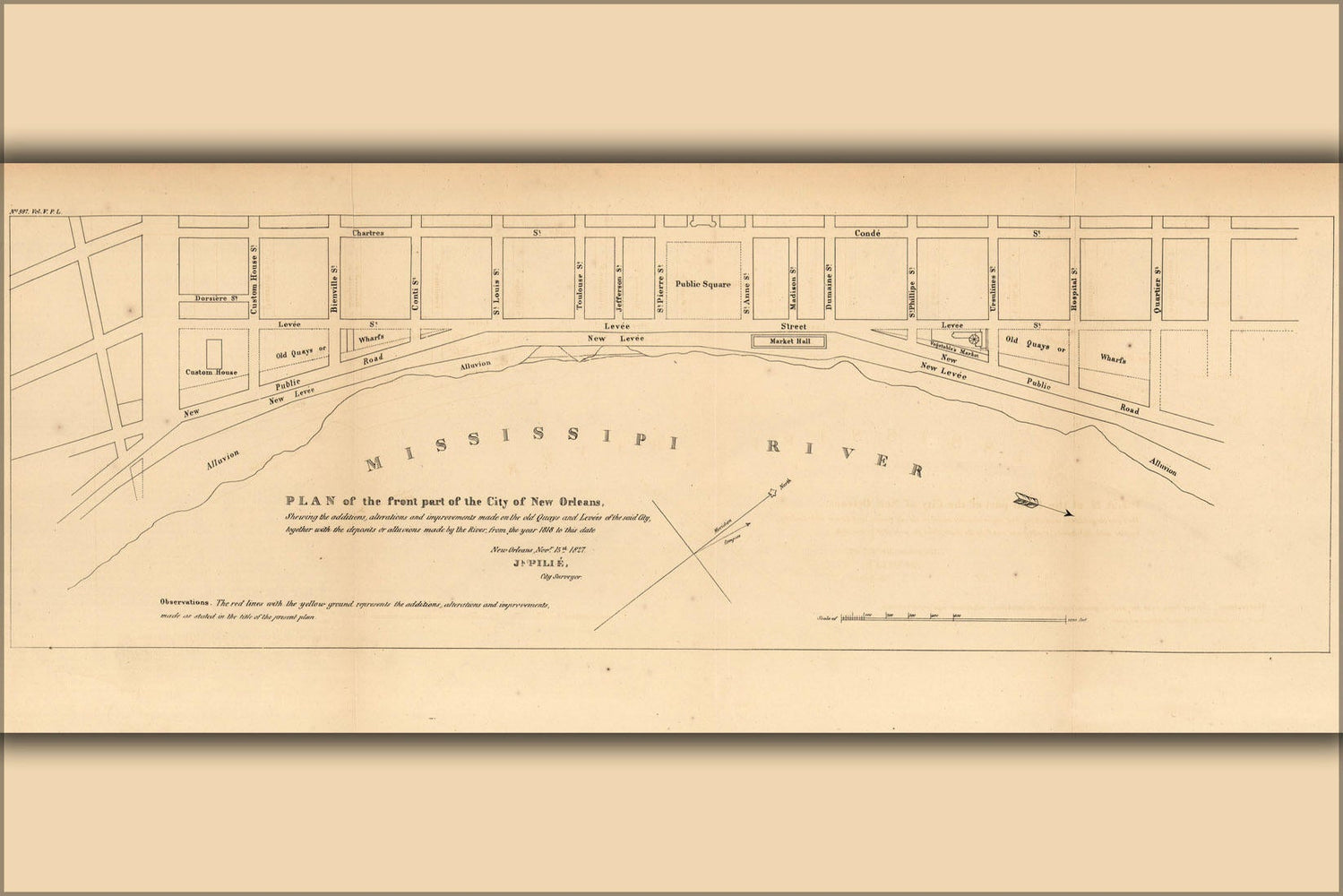 Poster, Many Sizes Available; Map Of New Orleans, Louisiana, 1827