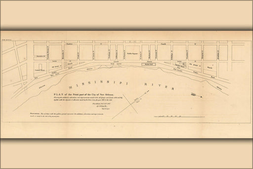 Poster, Many Sizes Available; Map Of New Orleans, Louisiana, 1827