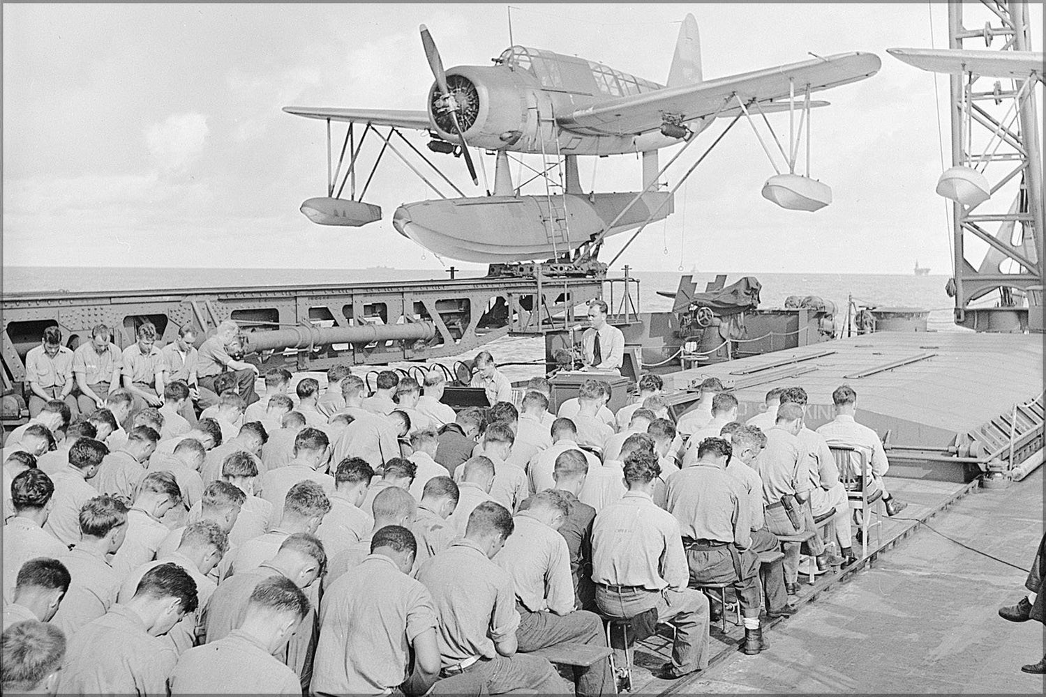 Poster, Many Sizes Available; Sunday Services, On Board The Uss Mobile (Cl-63) 1943