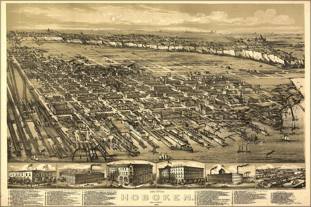 Poster, Many Sizes Available; Map Of City Of Hoboken, New Jersey, 1881