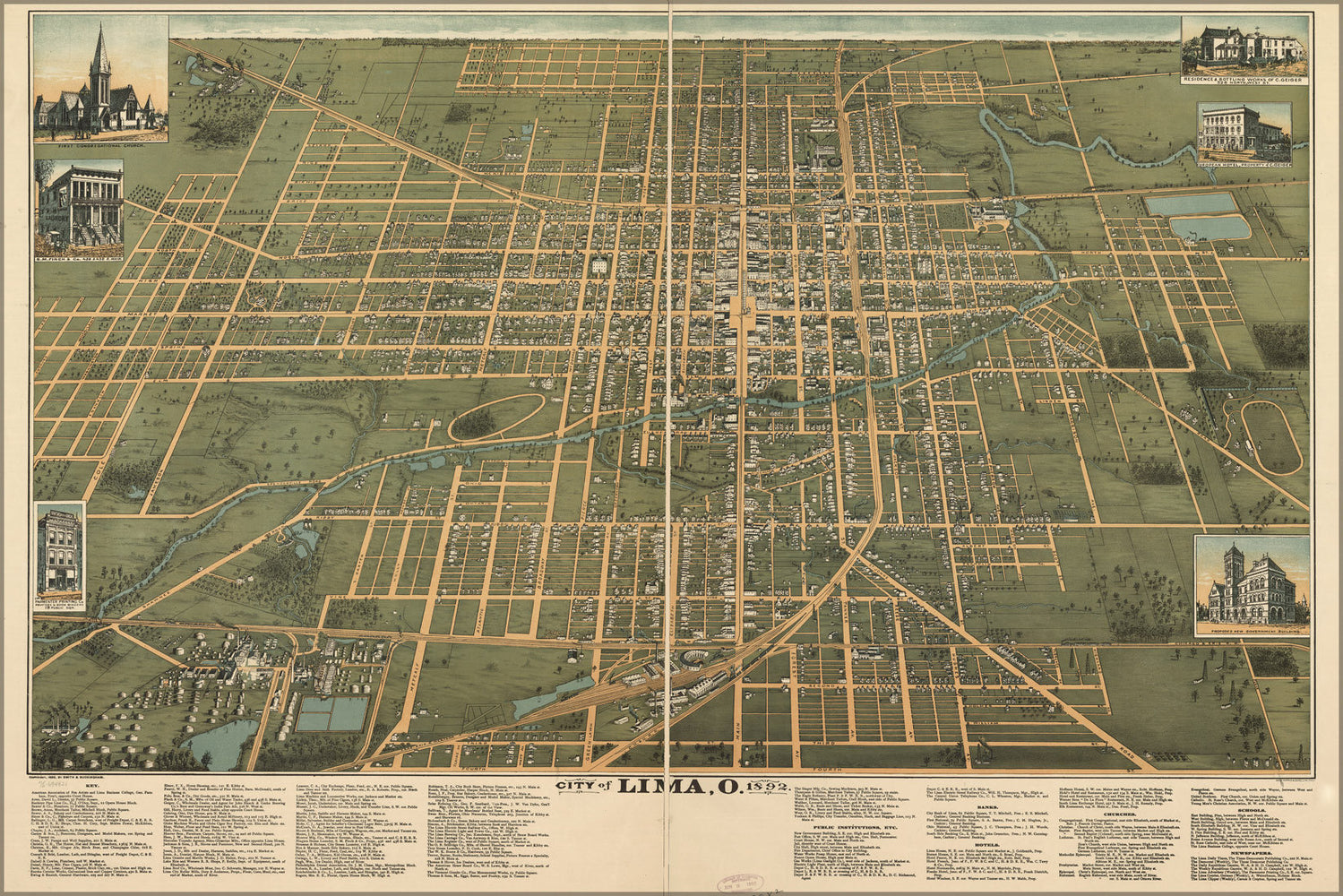 Poster, Many Sizes Available; Map Of City Of Lima, Ohio 1892