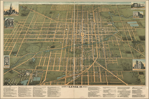 Poster, Many Sizes Available; Map Of City Of Lima, Ohio 1892