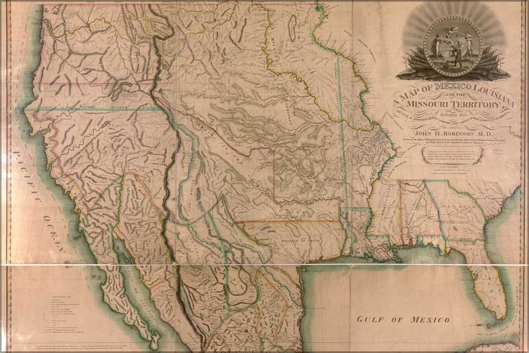 Poster, Many Sizes Available; Map Of Western United States Of America 1819