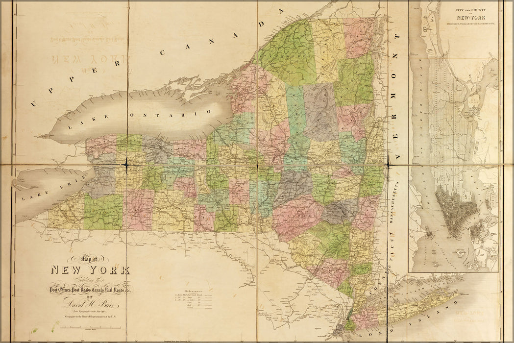 Poster, Many Sizes Available; Map Of New York State 1839