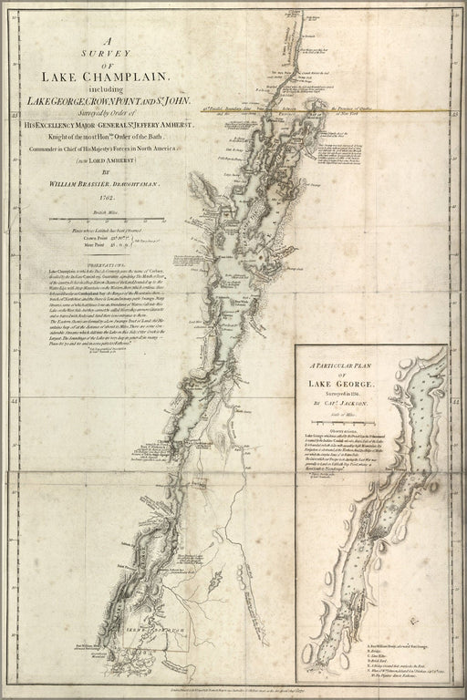 Poster, Many Sizes Available; Survey Map Of Lake Champlain, By Brassier 1776