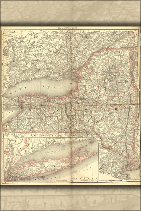 Poster, Many Sizes Available; Map Of New York State 1881