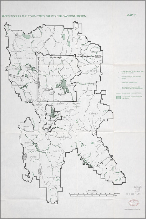 Poster, Many Sizes Available; Map Of Yellowstone National Park Recreation 1987