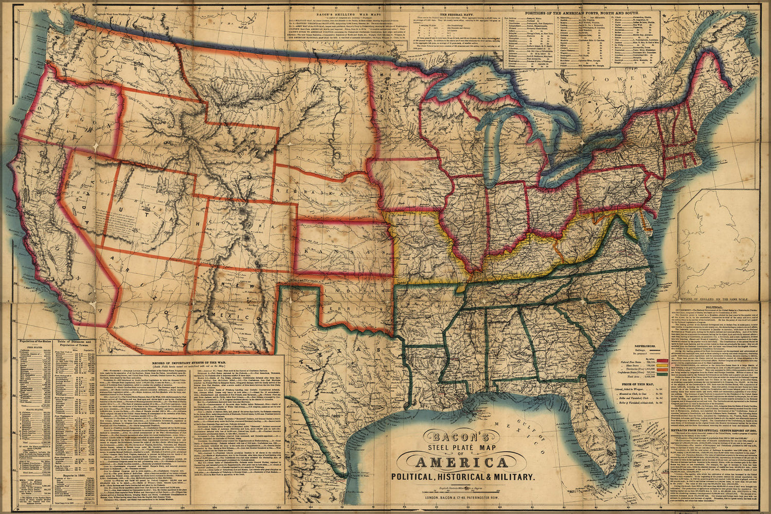 Poster, Many Sizes Available; Historical Map Of United States Of America 1863