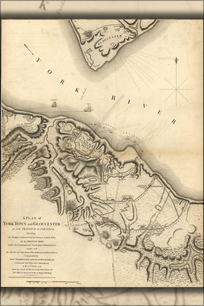 Poster, Many Sizes Available; Map Of Yorktown And Gloucester, Virginia, October 1781