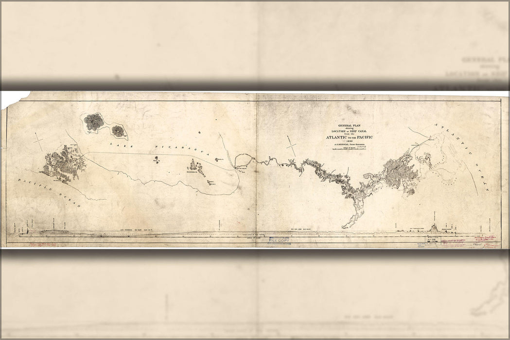 Poster, Many Sizes Available; Map Of Nicaragua Canal 1890