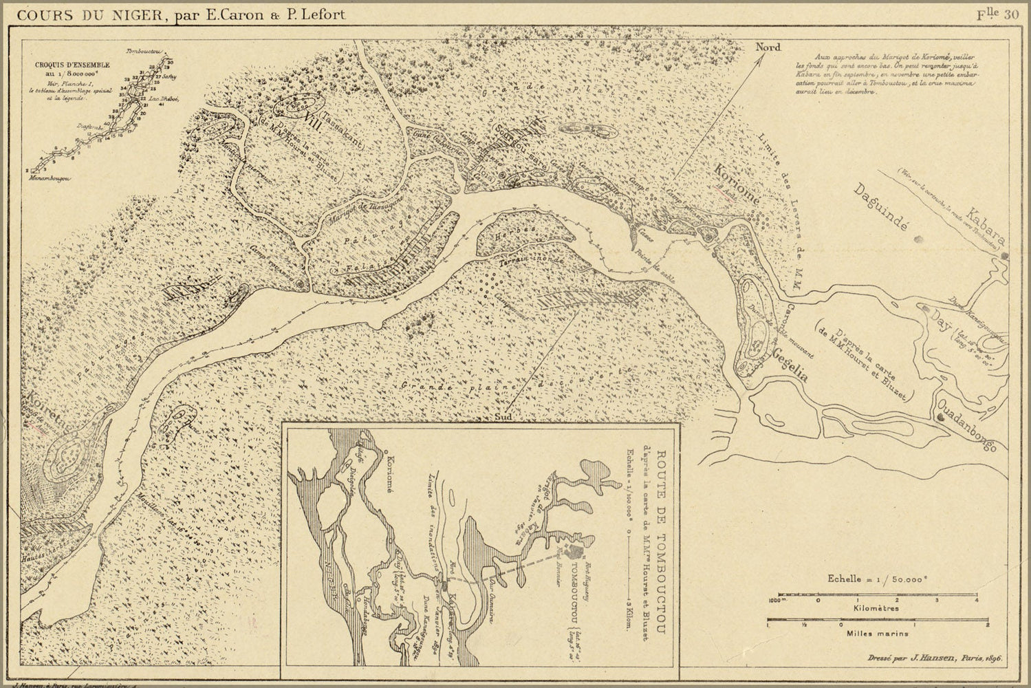 Poster, Many Sizes Available; Map Of Niger River Africa 1896  In French