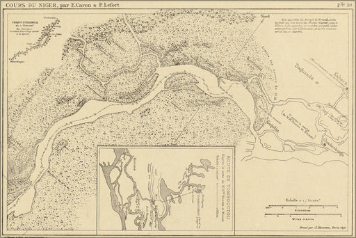 Poster, Many Sizes Available; Map Of Niger River Africa 1896  In French