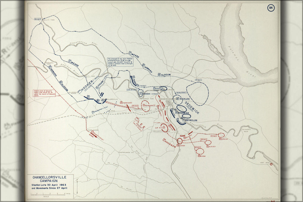 Poster, Many Sizes Available; Map Of Civil War Chancellorsville Campaign, 1863