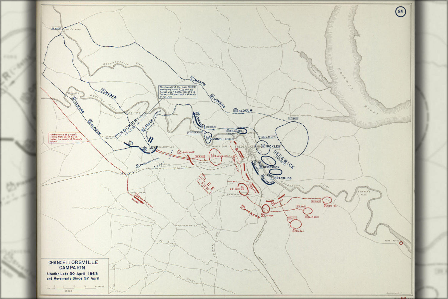 Poster, Many Sizes Available; Map Of Civil War Chancellorsville Campaign, 1863