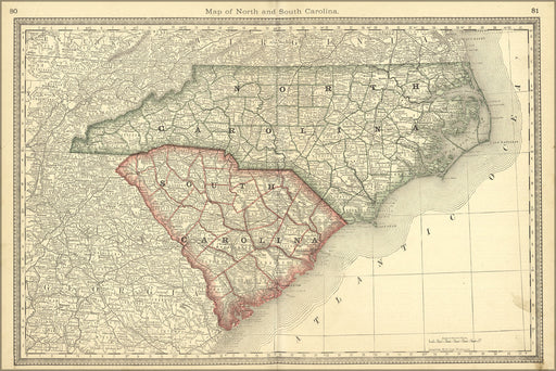 Poster, Many Sizes Available; Map Of North & South Carolina 1881