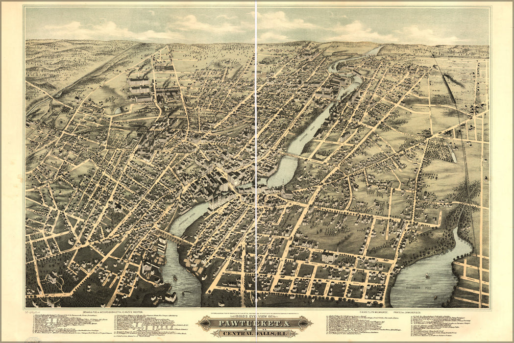 Poster, Many Sizes Available; Map Pawtucket & Central Falls Rhode Island 1877