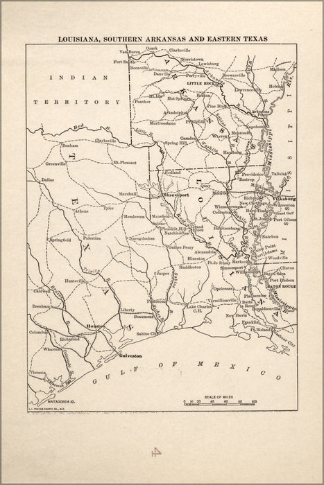 Poster, Many Sizes Available; Map Of Civil War In Louisiana S. Arkansas & E. Texas