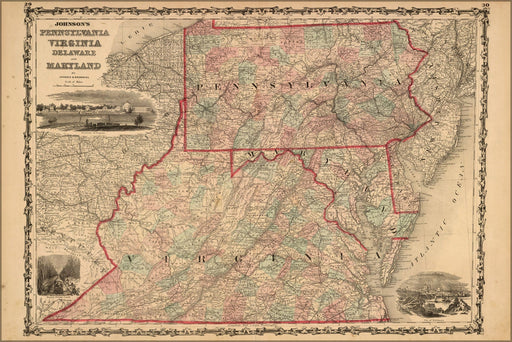 Poster, Many Sizes Available; Map Pennsylvania Virginia Delaware Maryland 1862